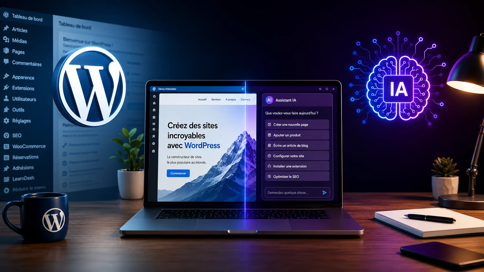 Illustration de l’intelligence artificielle et de WordPress