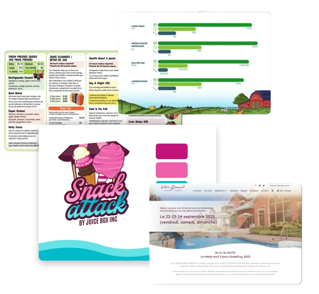 Graphic design portfolio featuring Snack Attack branding