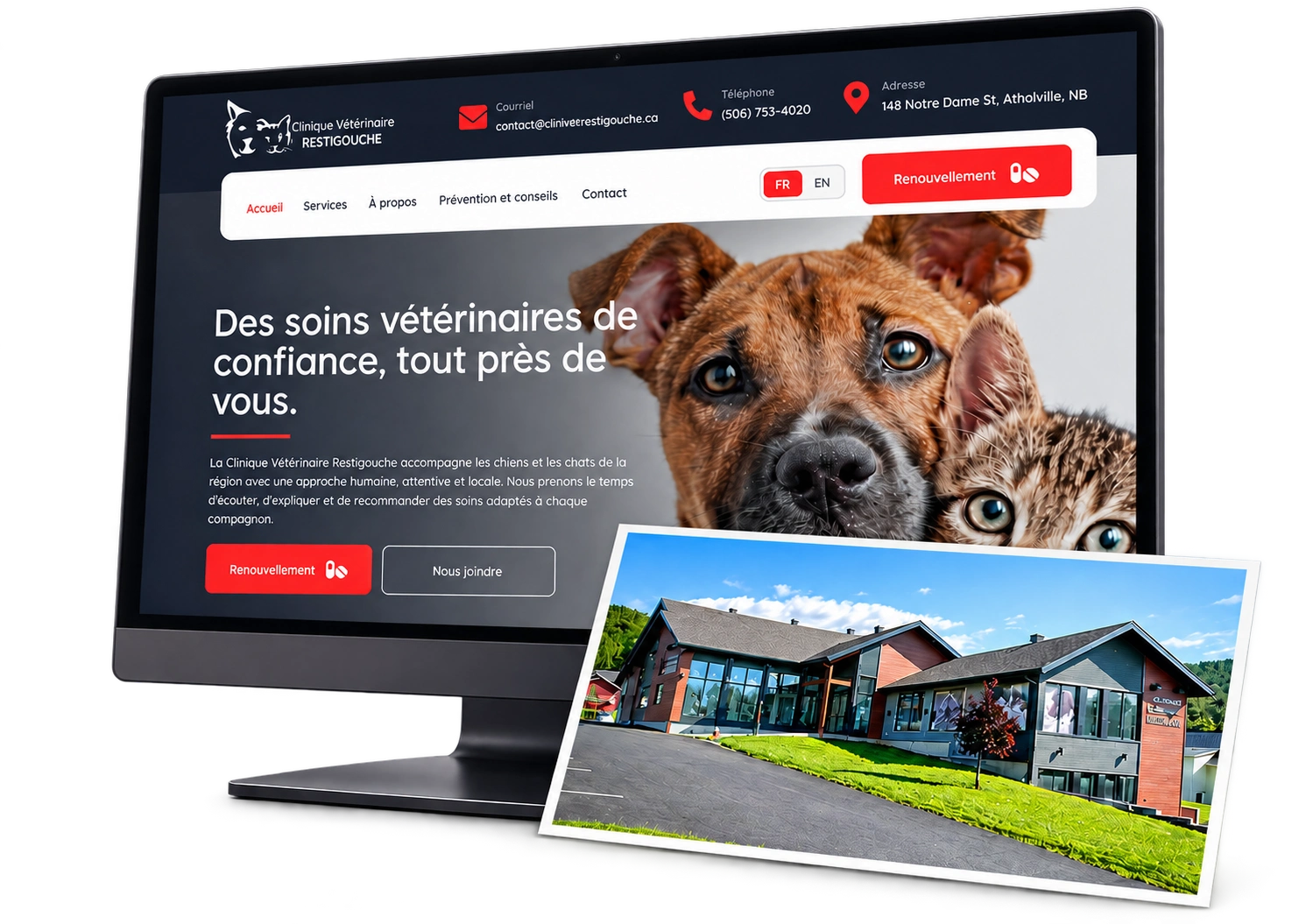 Clinique Vétérinaire Restigouche — site français et photo de la clinique
